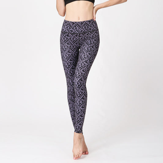 High-waist geometric digital print yoga pants