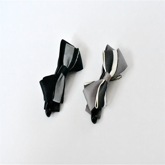 Color contrast senior grey cloth bowknot banana clip