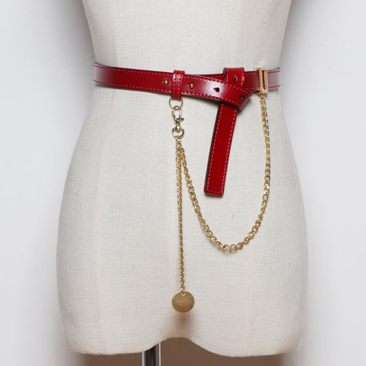 Cross-border Simple All-match Belt Belt Chain Pin Buckle Female Leather Girdle