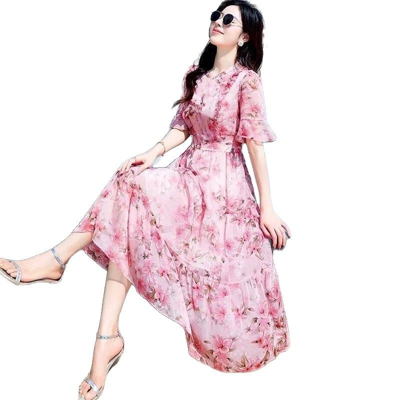 New Niche French-style Midi Printed Dress