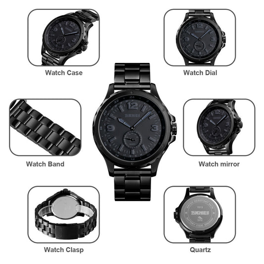 Skmei New Fashion Fashionmonger Quartz Ur med Stålbånd Vandtæt Fritidsur til Mænd
