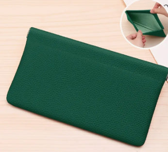 Self-closing First Layer Cowhide Long Wallet
