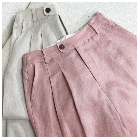 Narrow Version Wide Leg Summer Linen Straight Pants