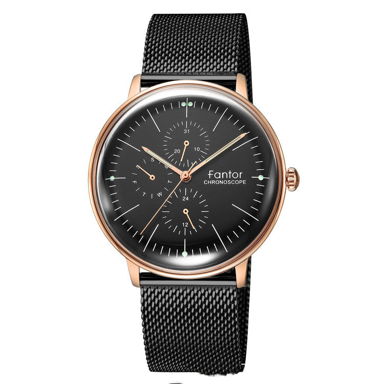 Simple six-pin multi-function mesh strap watch