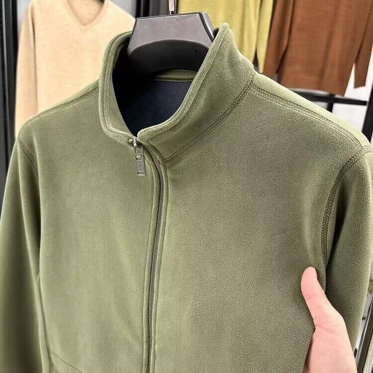 Stand Collar Zipper Thermal Polar Fleece Men's Coat