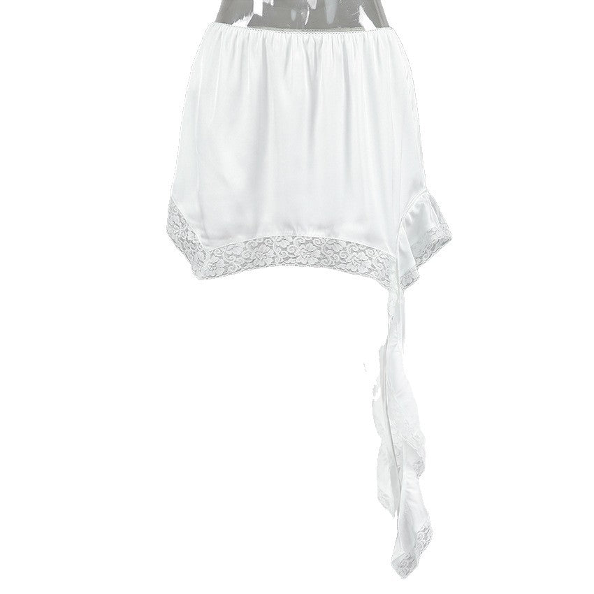 Stitching Hot Girl High Street Ribbon Niche Design Skirt