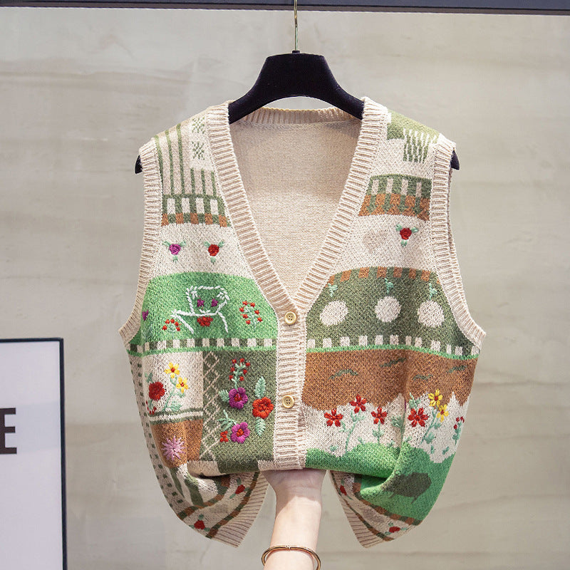 Loose Outer Wear Knitted Vest Women