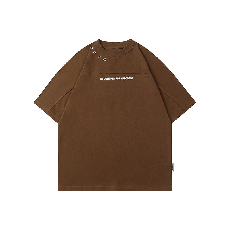 Heavy American Retro Small Neckline Ins Short Sleeve