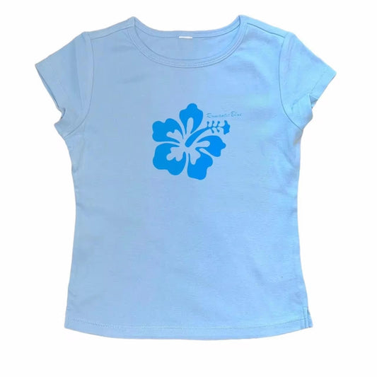 Flower Letter Printed Casual Short Sleeve