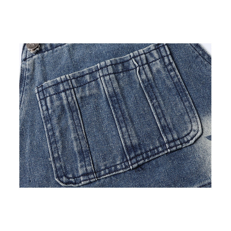 Straight Leg Wide Leg Denim Strap Pants