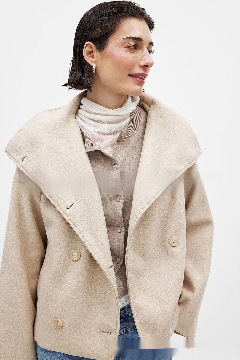 Elegant High-end Short Double-faced Wool Coat