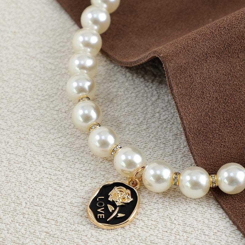 Pet Retro Simple Pearl Necklace Collar