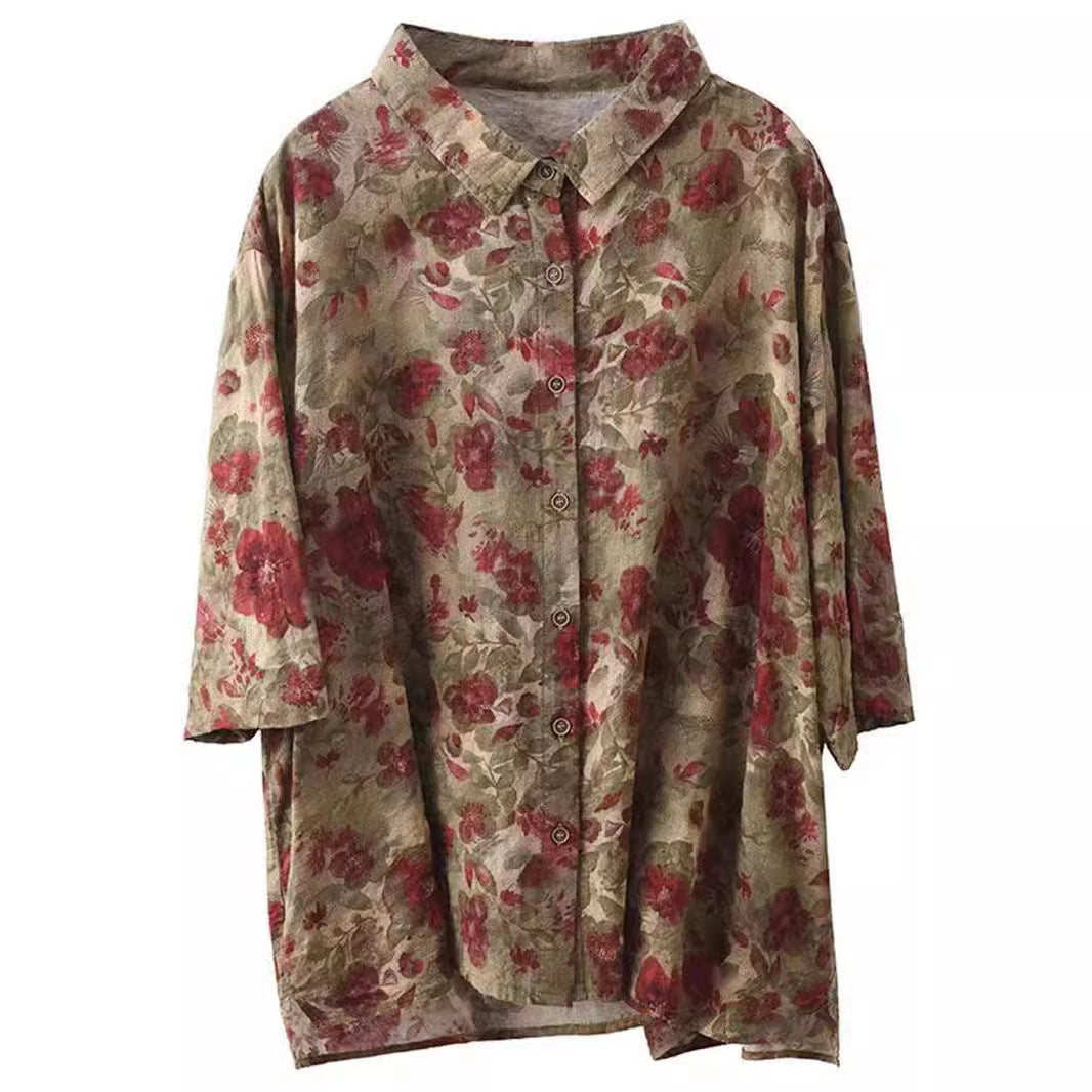 Women's Retro Fried Color Printed Shirt Top