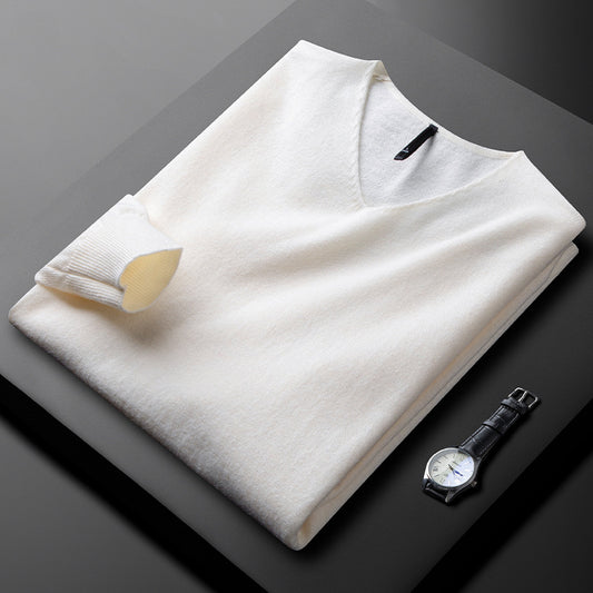 Fine Wool Thick Warm V-neck Sweater
