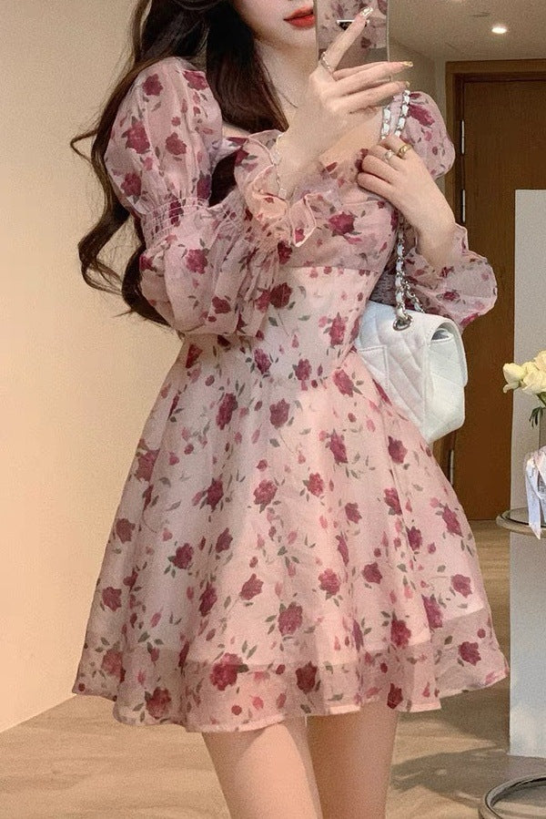 Leisure Style Fragmented Flower Waist Dress For Women