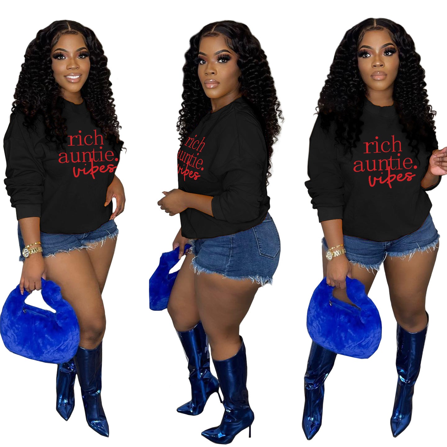 Fleece-lined Small High Collar Loose Casual Sweatshirt Long Sleeve