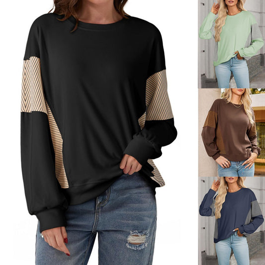 Stribet Color-blocked Rundhalset Alsidig Casual Langærmet Sweatshirt