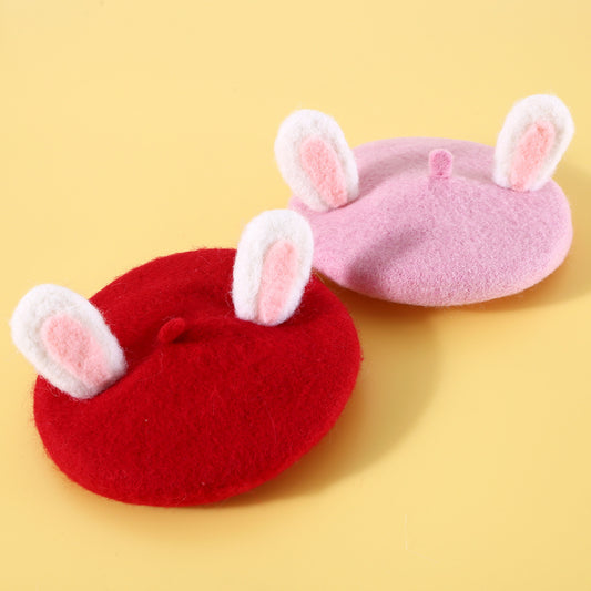 Pet Cat Small And Medium Size Felt Rabbit Ears Beret Rabbit Headwear Warm Hat