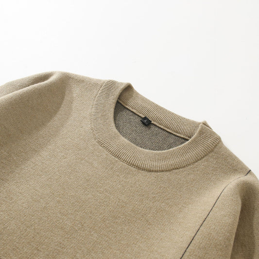 Uregelmæssige linjer, rundhalset langærmet sweater til mænd