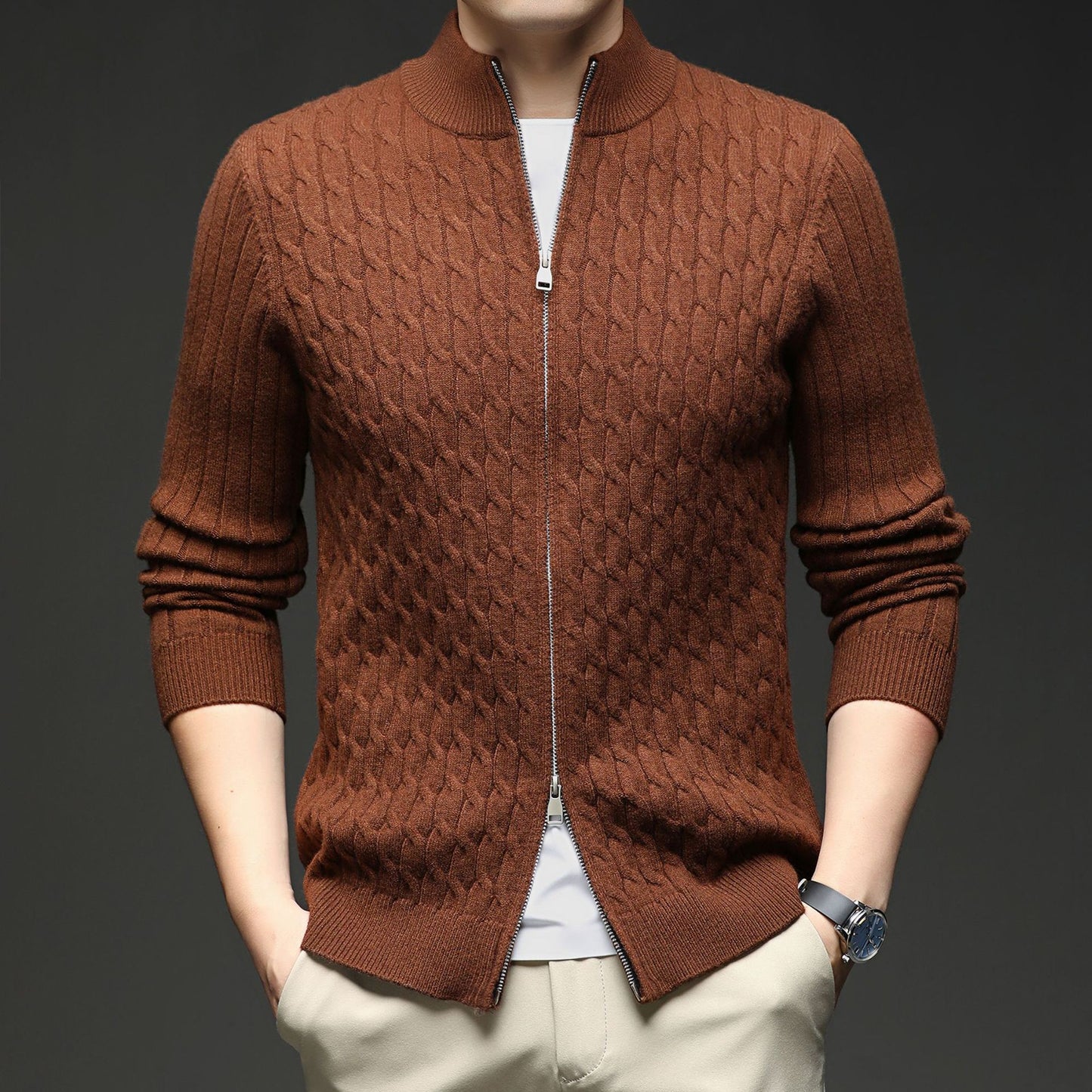 Mode Efterår Ny Lynlås Krave Sweater Mænd