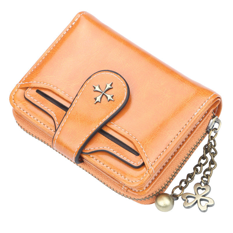 Ladies wallet tassel zipper buckle