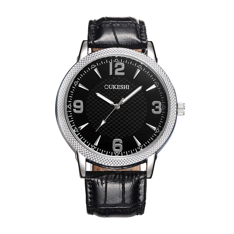 OUKESHI okshishi fashion simple sword nail plaid belt waterproof quartz men's watch