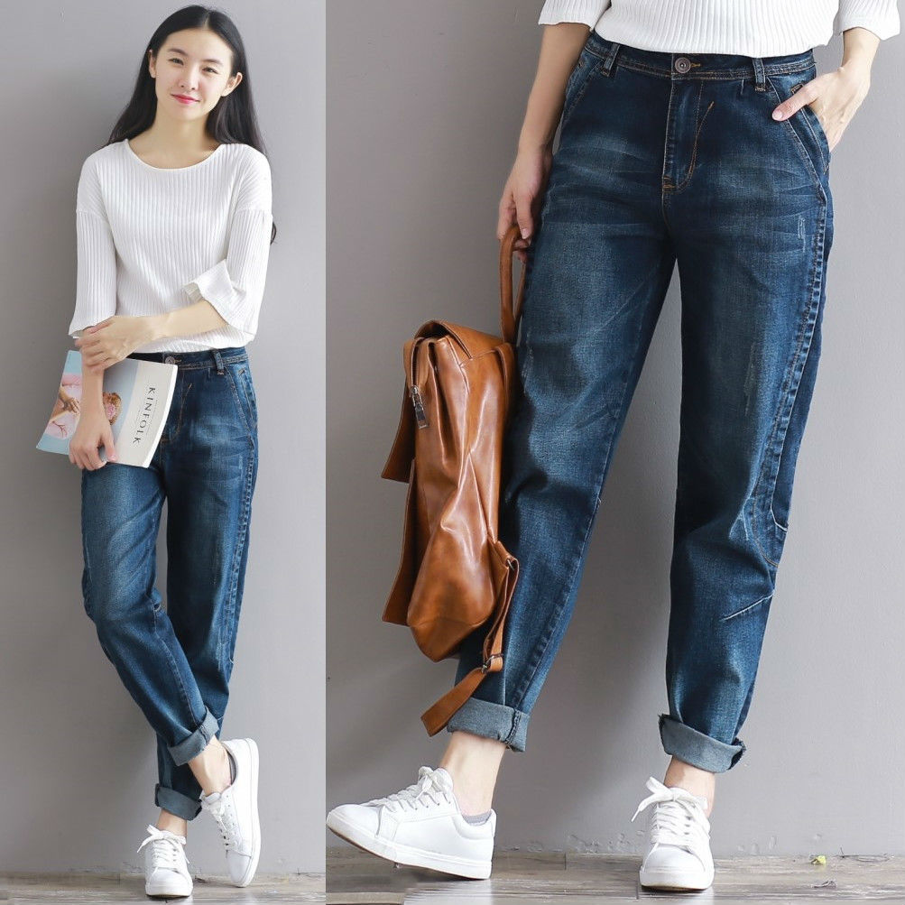 Loose jeans women's pants feet trousers