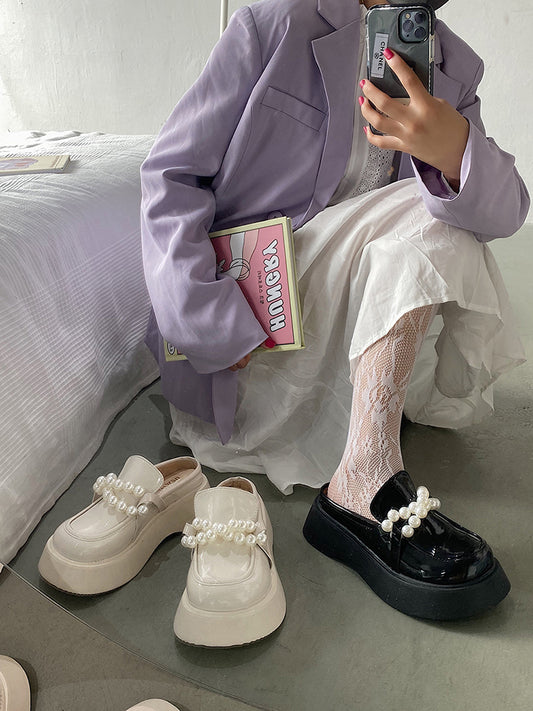 Baotou Half Slippers Female Pearl Fairy Slippers