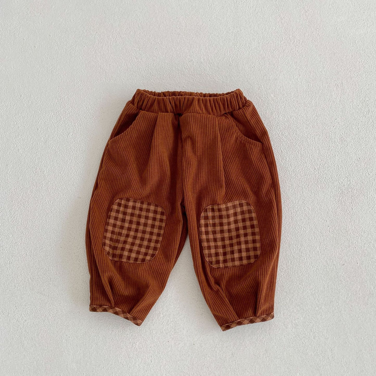 Baby Corduroy Check Pattren All-match Trousers