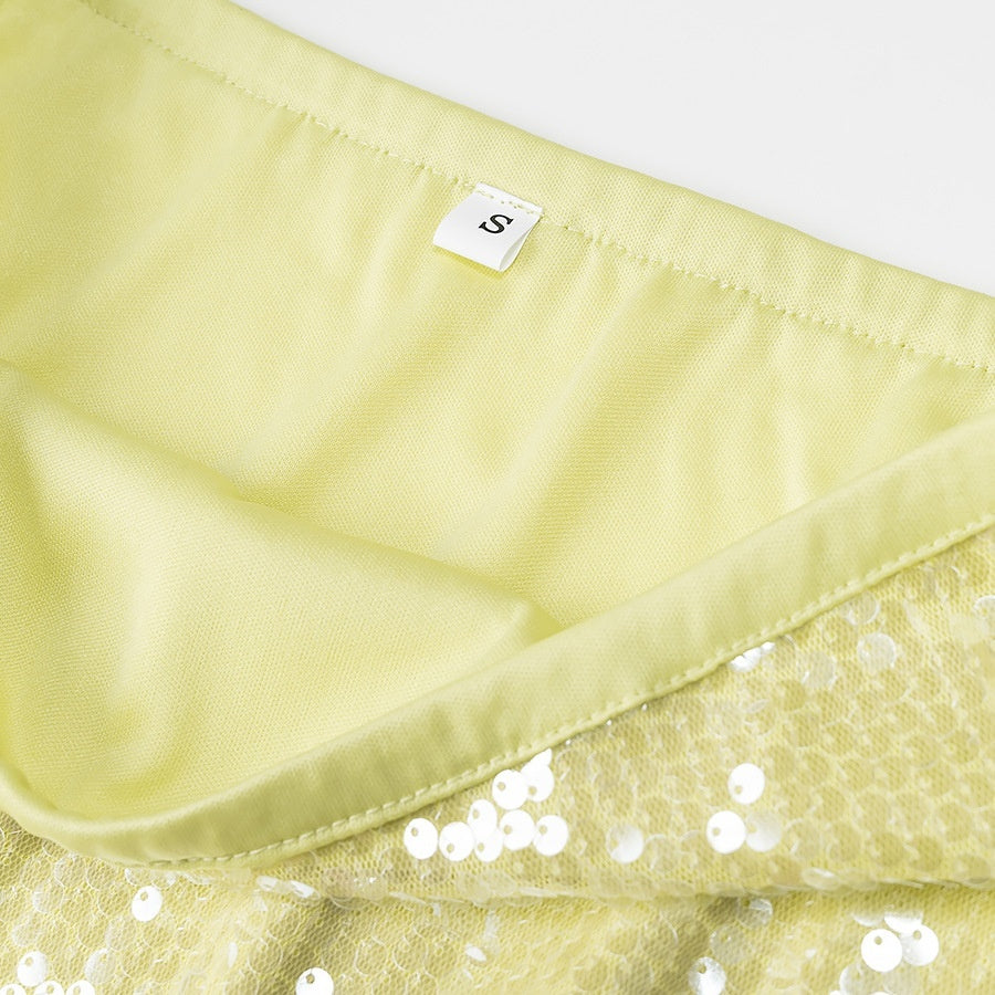 Candy Color Heavy Work Sequin Short Skirt