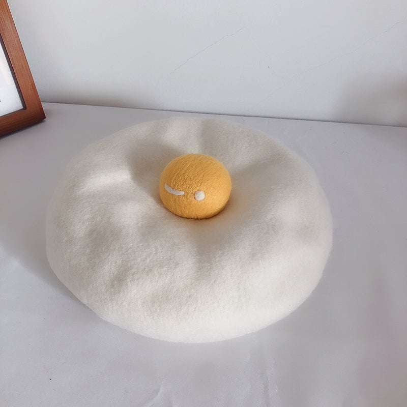 Thin Breathable Cute Poached Egg Beret