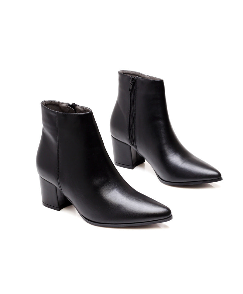 New European And American High-heeled Martin Boots Pointed Thick