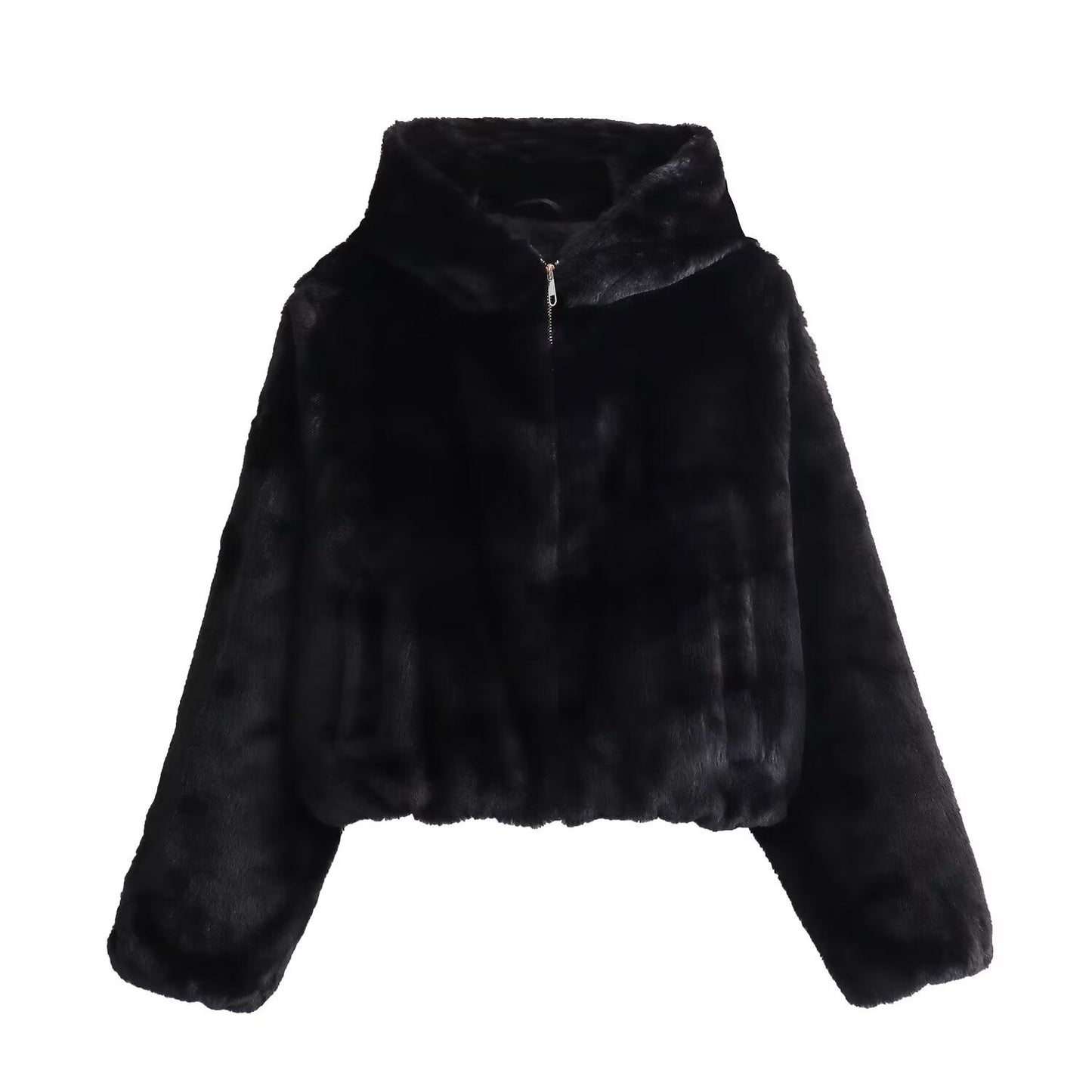Womens Loose-Fit Faux Fur Hoodie For FallWinter