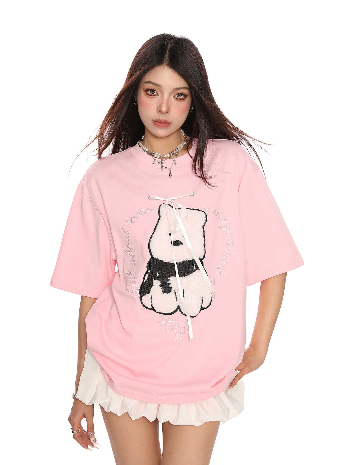 Puppy Towel Embroidery Short-sleeved T-shirt