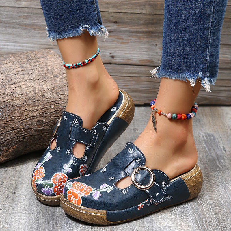 Ethnic Style Plum Blossom Totem Sandals And Slippers