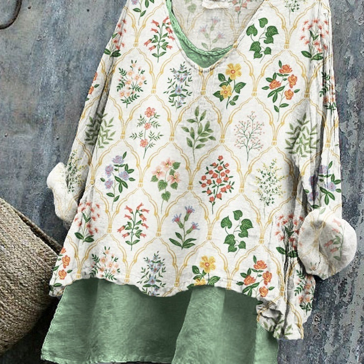 Women's Floral Loose Printed Casual Long Sleeve