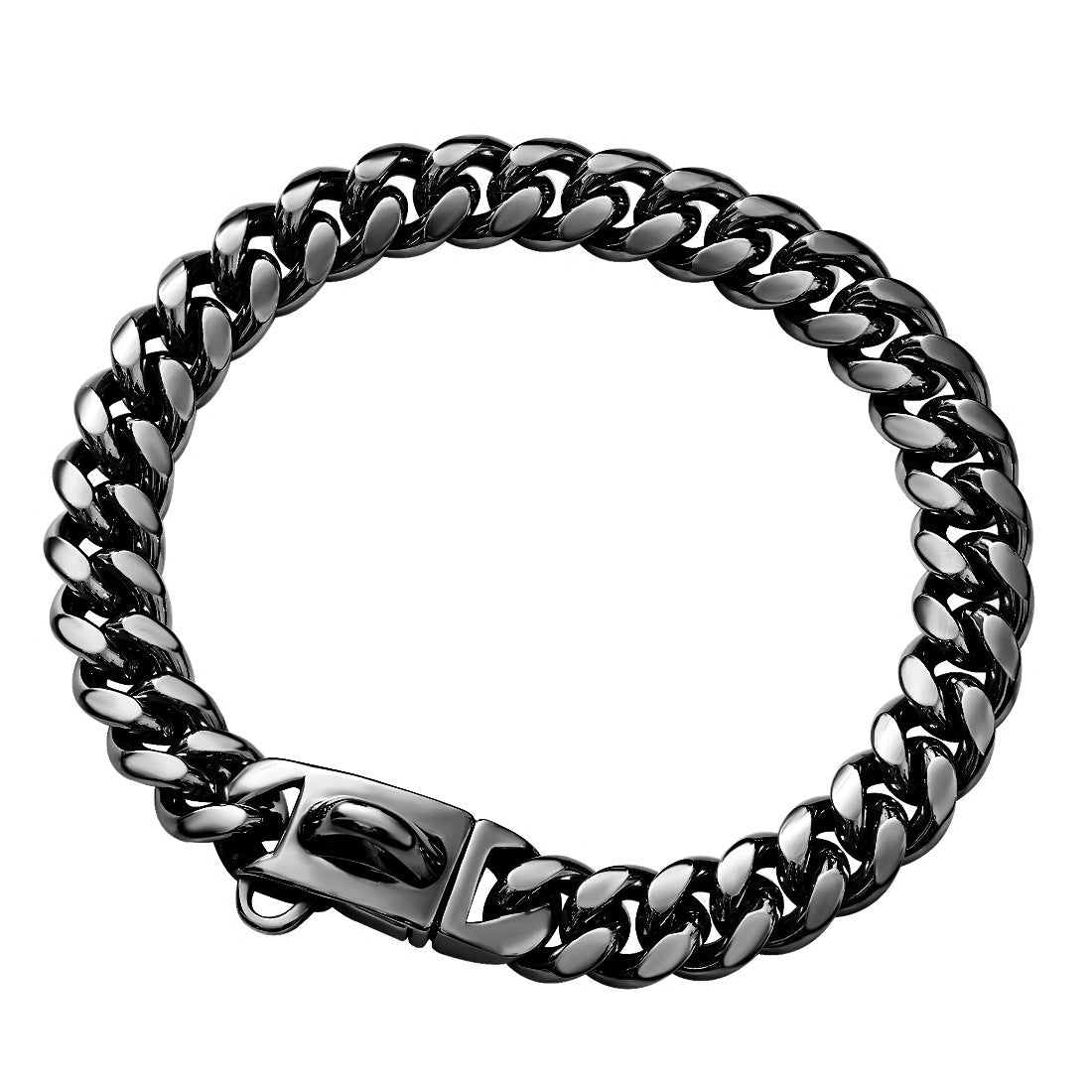 14mm Pet Dog Collar Stainless Steel Cuban Chain Lock Buckle Gold Silver