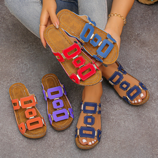 Women's Thick Bottom Fashion European And American Style Solid Color Slippers