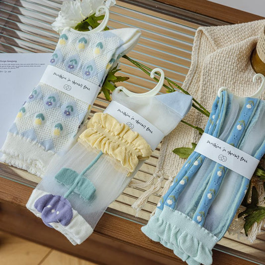 Women's Fashion Simple Transparent Card Silk Tube Socks