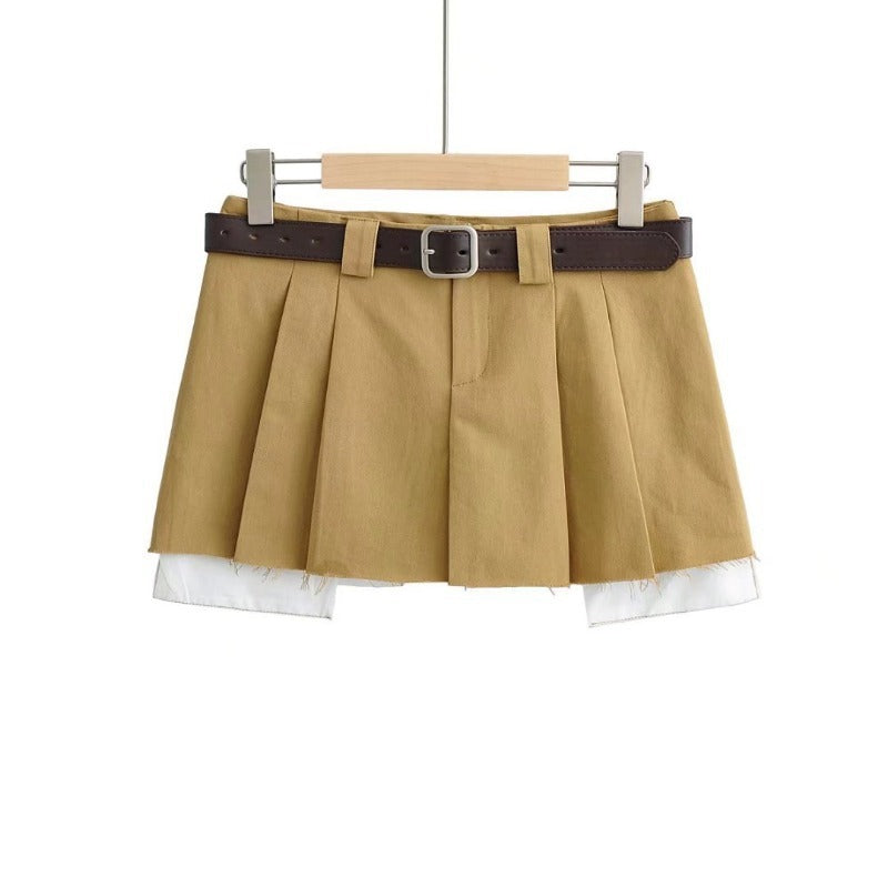 Mini Ultra-short Pleated Skirt With Fashionable Solid Color