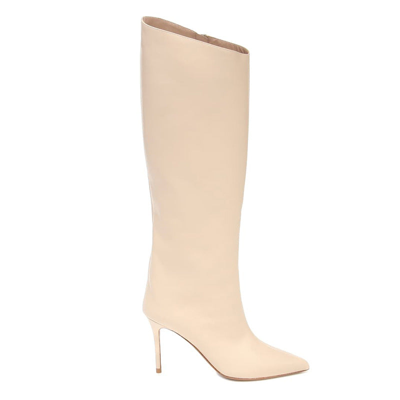 Women's Pointed Toe Stiletto Heel Full Zip Inside Knee Boots