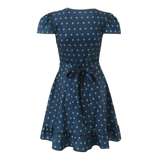 Slimming And Slimming Deep V-neck Printed Dress