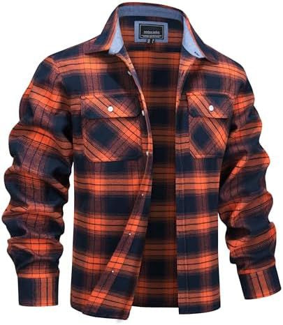 Mens Printed Long-Sleeve Lapel Plaid Shirt