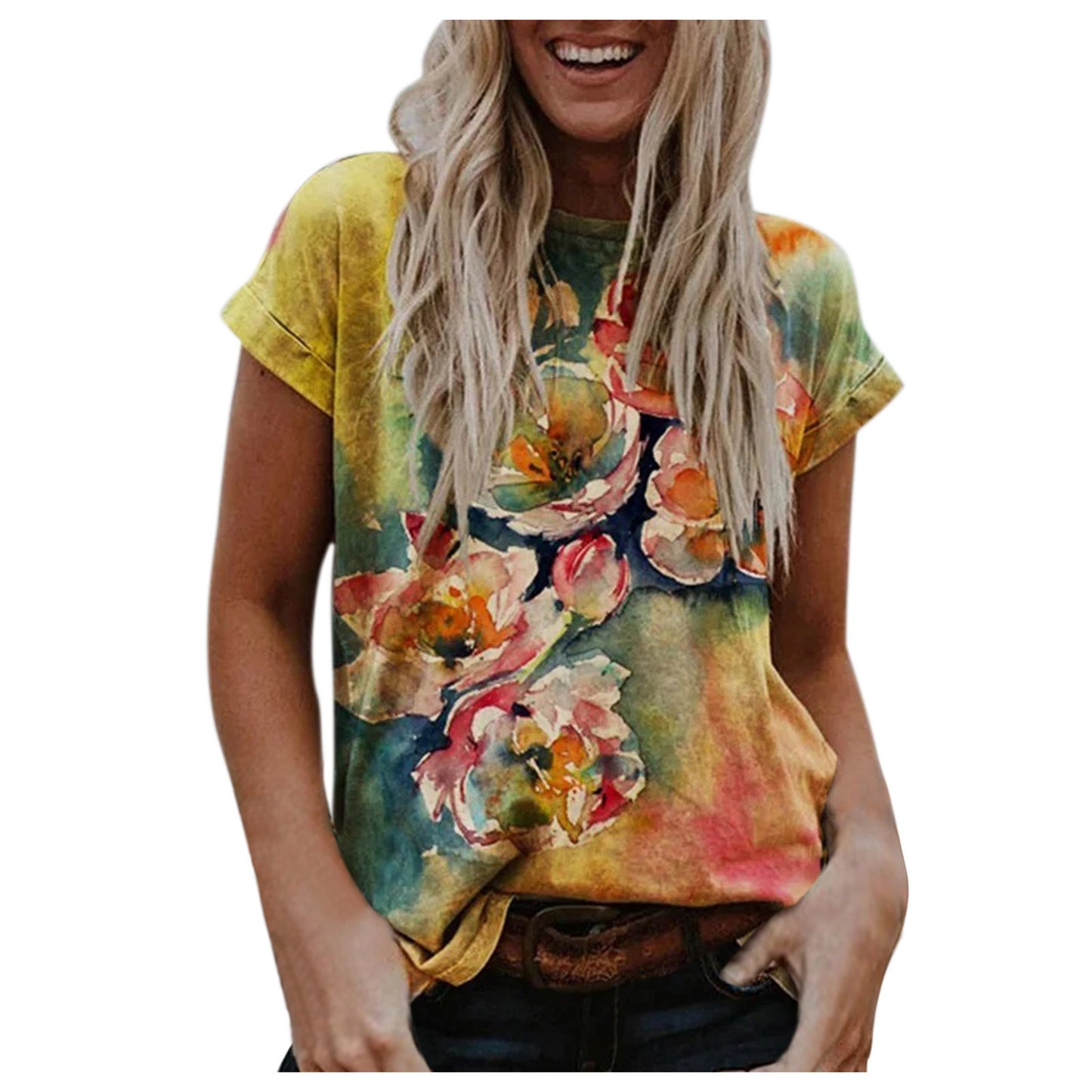 Street Hipster Pullover Print Loose Fit Short-sleeved Women's