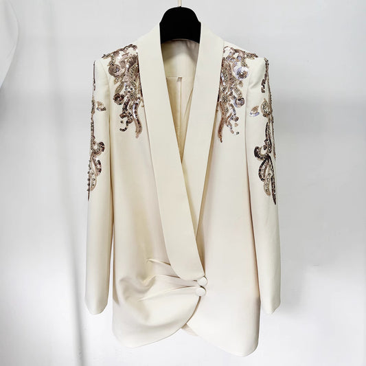 Heavy Industry Beads Diamond Green Fruit Collar Dress Suit Skirt