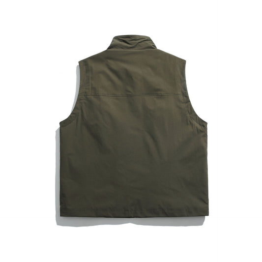 Multi Zip Pocket Standing Collar Vest For Men And Women