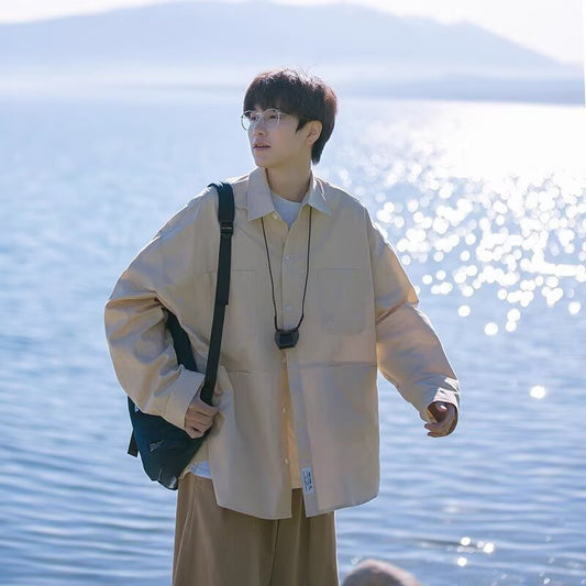 Casual Men's Retro SpringAutumn Workwear Shirt