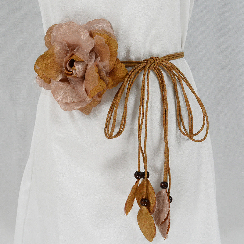 Casual All-match Chiffon Large Flower Women's Thin Belt