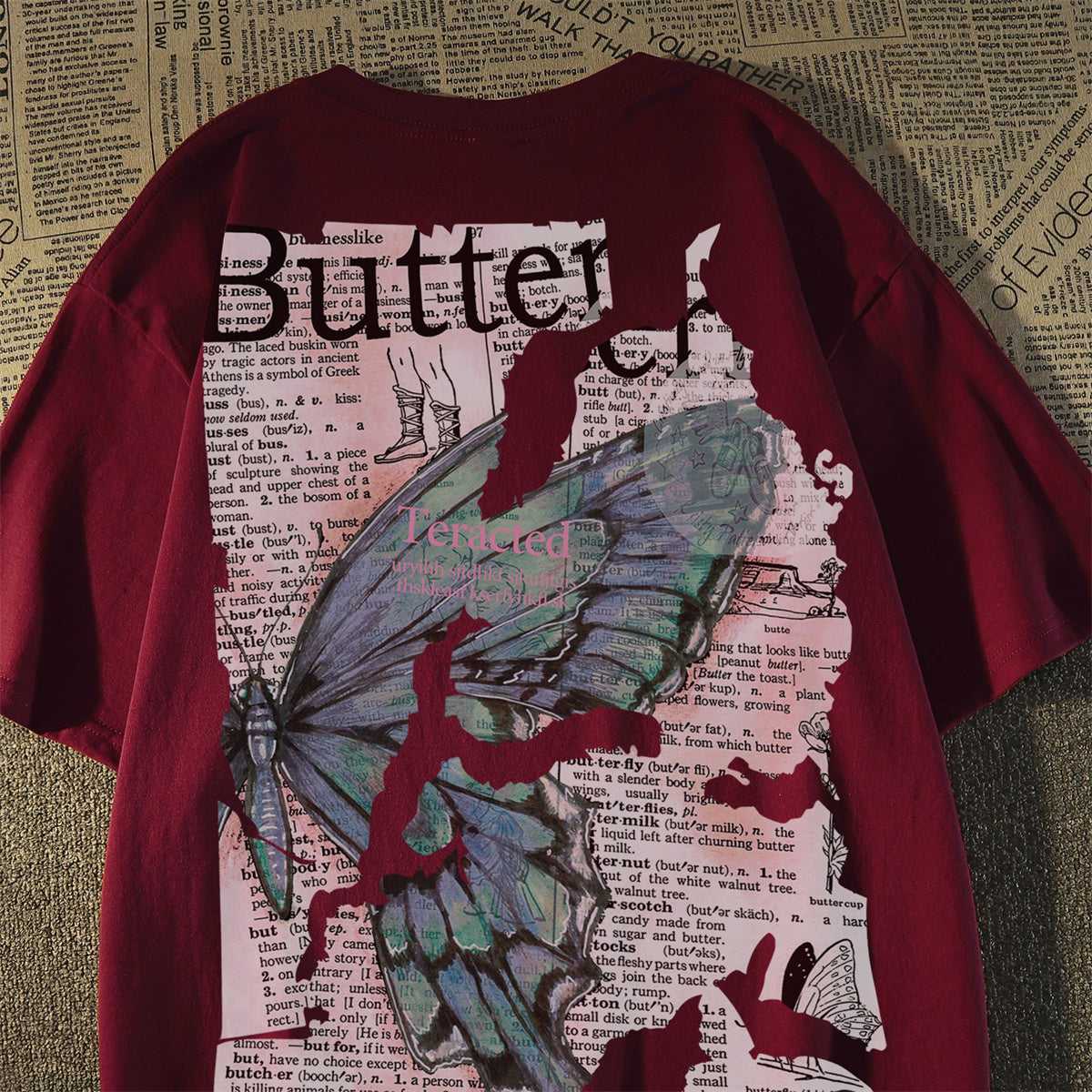Washed And Worn Abstract Printing Short Sleeve T-shirt