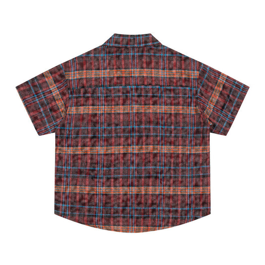Printed Plaid Half Sleeve Jacket Men's Casual Short Sleeve Shirt